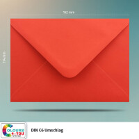 200 Briefumschläge DIN C6 Rot - 11,4 x 16,2 cm - Kuverts mit 100 g/m² Nassklebung spitze Klappe - Umschläge ohne Fenster - Colours-4-you