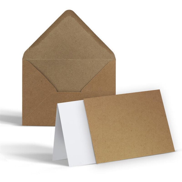 400 Karten Einleger Briefumschläge Set - Umschläge DIN C6 + blanko Klappkarten DIN A6 + Einleger - Umschläge mit Karten in Natur Kraftpapier Braun - Selber basteln Einladungskarten Weihnachtskarten