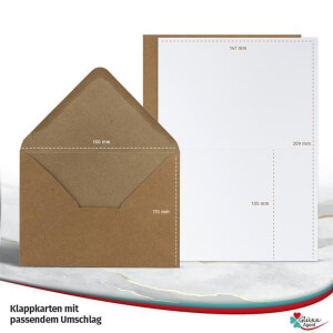 400 Karten Einleger Briefumschläge Set - Umschläge DIN C6 + blanko Klappkarten DIN A6 + Einleger - Umschläge mit Karten in Natur Kraftpapier Braun - Selber basteln Einladungskarten Weihnachtskarten