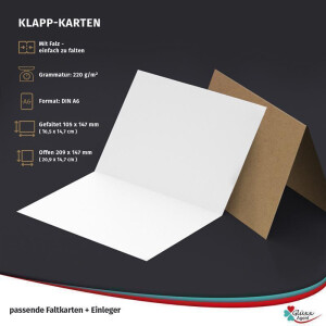 400 Karten Einleger Briefumschläge Set - Umschläge DIN C6 + blanko Klappkarten DIN A6 + Einleger - Umschläge mit Karten in Natur Kraftpapier Braun - Selber basteln Einladungskarten Weihnachtskarten