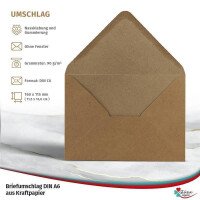 400 Karten Einleger Briefumschläge Set - Umschläge DIN C6 + blanko Klappkarten DIN A6 + Einleger - Umschläge mit Karten in Natur Kraftpapier Braun - Selber basteln Einladungskarten Weihnachtskarten