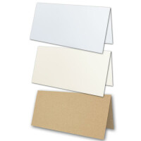 15x Faltkarten Set DIN Lang mit Briefumschlägen in Weiß, Creme und Kraftpapier Braun - Nassklebung, spitze Klappe - für Einladungen und Grußkarten