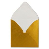 25 Quadratische Briefumschläge Gold Metallic glänzend - 15 x 15 cm - 100 g/m² Nassklebung stabile Kuverts ohne Fenster  -  von Ihrem Glüxx-Agent