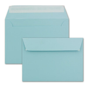 250 DIN C6 Brief-Umschläge Hell-Blau - 11,4 x 16,2 cm - 120 Gramm Haftklebung Standard Brief-Kuverts für Taufe & Einladungen von Ihrem Glüxx-Agent