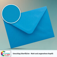 25 Briefumschläge DIN C6 Azurblau Blau - 11,4 x 16,2 cm - Kuverts mit 100 g/m² Nassklebung spitze Klappe - Umschläge ohne Fenster - Colours-4-you