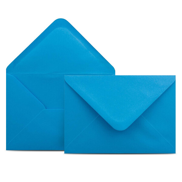 700 Briefumschläge DIN C6 Azurblau Blau - 11,4 x 16,2 cm - Kuverts mit 100 g/m² Nassklebung spitze Klappe - Umschläge ohne Fenster - Colours-4-you