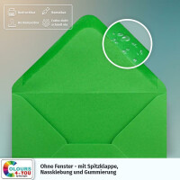 25 Briefumschläge DIN C6 Grün - 11,4 x 16,2 cm - Kuverts mit 100 g/m² Nassklebung spitze Klappe - Umschläge ohne Fenster - Colours-4-you