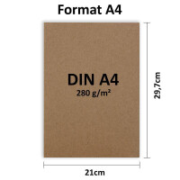200x Kraftpapier DIN A4 Naturbraun 21 x 29,7cm - 280gr - Vintage Recycling-Papier ökologisch - Tonkarton Bastelbogen Umweltkarten - Glüxx-Agent