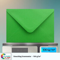 75 Briefumschläge DIN C6 Grün - 11,4 x 16,2 cm - Kuverts mit 100 g/m² Nassklebung spitze Klappe - Umschläge ohne Fenster - Colours-4-you