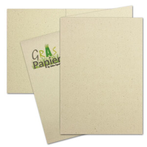 400x ÖKO Faltkarte aus Graspapier DIN A6 - 10,5 x 14,8 cm -  Recycling Papier 280 g/m² - Umwelt Bastelpapier für Einladungen und Grußkarten - Glüxx Agent