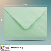 50 Briefumschläge DIN C6 Mintgrün Grün - 11,4 x 16,2 cm - Kuverts mit 100 g/m² Nassklebung spitze Klappe - Umschläge ohne Fenster - Colours-4-you