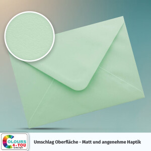 75 Briefumschläge DIN C6 Mintgrün Grün - 11,4 x 16,2 cm - Kuverts mit 100 g/m² Nassklebung spitze Klappe - Umschläge ohne Fenster - Colours-4-you