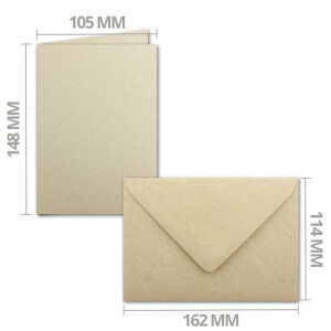 50x ÖKO Doppelkarten DIN A6 mit Briefumschlägen DIN C6 aus Graspapier -  Recycling Papier 280 g/m² - Umwelt Bastelkarten für Einladungen und Grusskarten - Glüxx Agent