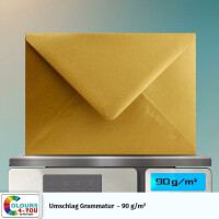 700 Briefumschläge DIN C6 Gold - 11,4 x 16,2 cm - Kuverts mit 90 g/m² Nassklebung spitze Klappe - Umschläge ohne Fenster - Colours-4-you