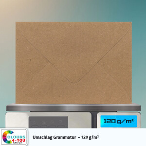 150 Briefumschläge DIN C6 Kraftpapier Braun - 11,4 x 16,2 cm - Kuverts mit 120 g/m² Nassklebung spitze Klappe - Umschläge ohne Fenster - Colours-4-you