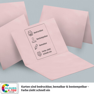 75 Klappkarten mit Umschlägen Set Rosa - DIN A6 Blanko Doppelkarten 14,8 x 21 cm (160 g/m²) - DIN C6 Umschlag 11,4 x 16,2 cm (100 g/m²) Nassklebung -  Grußkarten Einladungskarten Hochzeit