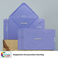 50 Klappkarten mit Umschlägen Set Lila ( Violett ) - DIN A6 Blanko Doppelkarten 14,8 x 21 cm (160 g/m²) - DIN C6 Umschlag 11,4 x 16,2 cm (100 g/m²) Nassklebung -  Grußkarten Einladungskarten Hochzeit
