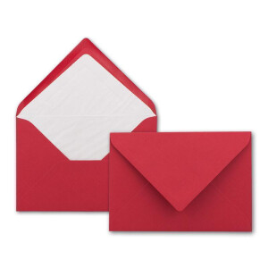 600 DIN B6 Briefumschläge Rot mit weißem Seidenfutter - 12,5 x 17,6 cm - 100 g/m² Nassklebung gerippte Umschläge ohne Fenster von Ihrem Glüxx-Agent