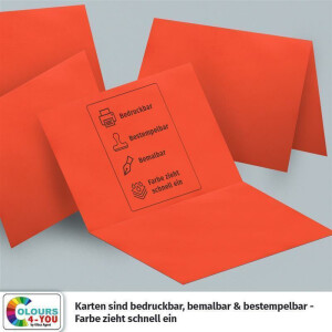 50 Klappkarten mit Umschlägen Set Rot - DIN A6 Blanko Doppelkarten 14,8 x 21 cm (160 g/m²) - DIN C6 Umschlag 11,4 x 16,2 cm (100 g/m²) Nassklebung -  Grußkarten Einladungskarten Hochzeit