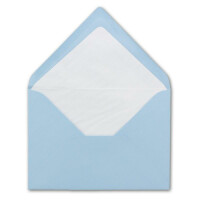 1000 DIN B6 Briefumschläge Hellblau mit weißem Seidenfutter - 12,5 x 17,6 cm - 100 g/m² Nassklebung gerippte Umschläge ohne Fenster von Ihrem Glüxx-Agent