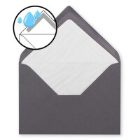 50 DIN B6 Briefumschläge Graphit mit weißem Seidenfutter - 12,5 x 17,6 cm - 100 g/m² Nassklebung gerippte Umschläge ohne Fenster von Ihrem Glüxx-Agent