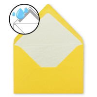 150 DIN B6 Briefumschläge Gelb mit weißem Seidenfutter - 12,5 x 17,6 cm - 100 g/m² Nassklebung gerippte Umschläge ohne Fenster von Ihrem Glüxx-Agent