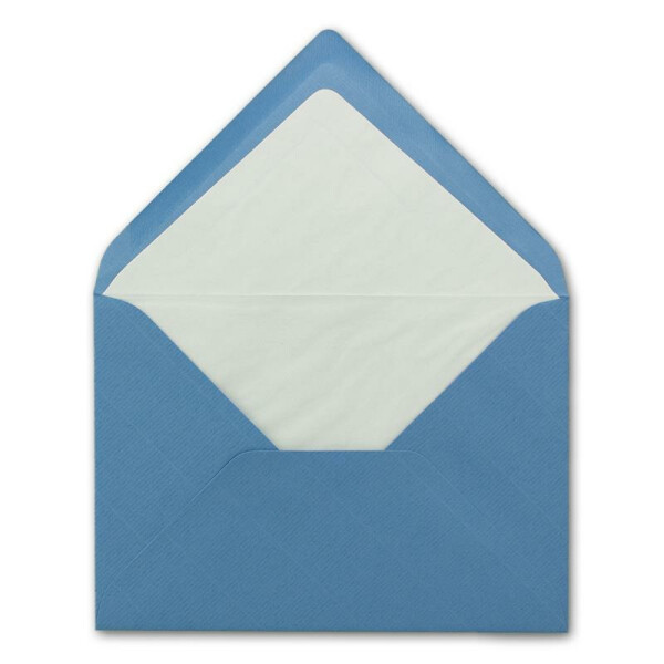 50 DIN B6 Briefumschläge Blau mit weißem Seidenfutter - 12,5 x 17,6 cm - 100 g/m² Nassklebung gerippte Umschläge ohne Fenster von Ihrem Glüxx-Agent