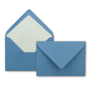 50 DIN B6 Briefumschläge Blau mit weißem Seidenfutter - 12,5 x 17,6 cm - 100 g/m² Nassklebung gerippte Umschläge ohne Fenster von Ihrem Glüxx-Agent