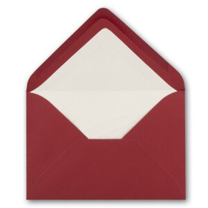 1000 DIN B6 Briefumschläge Dunkelrot mit weißem Seidenfutter - 12,5 x 17,6 cm - 100 g/m² Nassklebung gerippte Umschläge ohne Fenster von Ihrem Glüxx-Agent