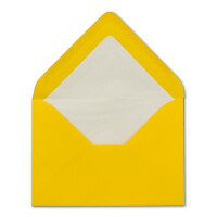 500 DIN B6 Briefumschläge Gelb mit weißem Seidenfutter - 12,5 x 17,6 cm - 110 g/m² Nassklebung Matt ohne Fenster von Ihrem Glüxx-Agent