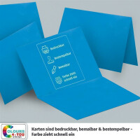 50 Klappkarten mit Umschlägen Set Azurblau - DIN A6 Blanko Doppelkarten 14,8 x 21 cm (160 g/m²) - DIN C6 Umschlag 11,4 x 16,2 cm (100 g/m²) Nassklebung -  Grußkarten Einladungskarten Hochzeit