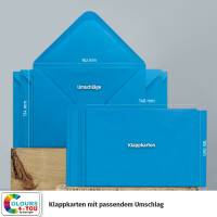 75 Klappkarten mit Umschlägen Set Azurblau - DIN A6 Blanko Doppelkarten 14,8 x 21 cm (160 g/m²) - DIN C6 Umschlag 11,4 x 16,2 cm (100 g/m²) Nassklebung -  Grußkarten Einladungskarten Hochzeit