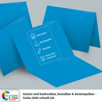 75 Klappkarten mit Umschlägen Set Azurblau - DIN A6 Blanko Doppelkarten 14,8 x 21 cm (160 g/m²) - DIN C6 Umschlag 11,4 x 16,2 cm (100 g/m²) Nassklebung -  Grußkarten Einladungskarten Hochzeit