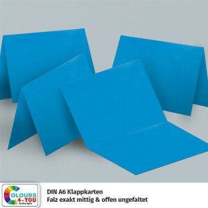 150 Klappkarten mit Umschlägen Set Azurblau - DIN A6 Blanko Doppelkarten 14,8 x 21 cm (160 g/m²) - DIN C6 Umschlag 11,4 x 16,2 cm (100 g/m²) Nassklebung -  Grußkarten Einladungskarten Hochzeit