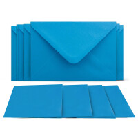 150 Klappkarten mit Umschlägen Set Azurblau - DIN A6 Blanko Doppelkarten 14,8 x 21 cm (160 g/m²) - DIN C6 Umschlag 11,4 x 16,2 cm (100 g/m²) Nassklebung -  Grußkarten Einladungskarten Hochzeit