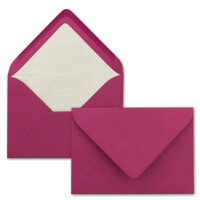 75 DIN B6 Briefumschläge Pink mit weißem Seidenfutter - 12,5 x 17,6 cm - 110 g/m² Nassklebung Matt ohne Fenster von Ihrem Glüxx-Agent