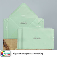 100 Klappkarten mit Umschlägen Set Mintgrün - DIN A6 Blanko Doppelkarten 14,8 x 21 cm (160 g/m²) - DIN C6 Umschlag 11,4 x 16,2 cm (100 g/m²) Nassklebung -  Grußkarten Einladungskarten Hochzeit