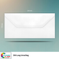 25 Briefumschläge DIN Lang Weiß - 11,0 x 22,0 cm - Kuverts mit 80 g/m² - Nassklebung mit gerader Klappe - Umschläge ohne Fenster - Colours-4-you