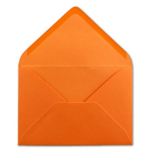 50 DIN B6 Briefumschläge Orange - 12,5 x 17,5 cm - 80 g/m² Nassklebung Post-Umschläge ohne Fenster für Einladungen - Serie Colours-4-you