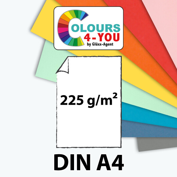 Colours-4-you Serie -  DIN A4 Papierbogen / Bastelkarton -  Größe: 21,0 x 29,7 cm - 225 g/m²