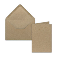 50er Kraftpapier Karten Set mit Umschlägen – Blanko Faltkarten DIN A6 + Briefumschläge C6 in Geschenkbox – Klappkarten für Einladungen, Hochzeit, Geburtstag, Grußkarten, Basteln