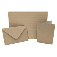 50er Kraftpapier Karten Set mit Umschlägen – Blanko Faltkarten DIN A6 + Briefumschläge C6 in Geschenkbox – Klappkarten für Einladungen, Hochzeit, Geburtstag, Grußkarten, Basteln