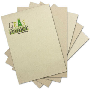 250x ÖKO Briefpapier aus Graspapier DIN A4 -  Recycling Papier 120 g/m² - Umwelt Bastelpapier für Einladungen oder Menükarte - Glüxx Agent