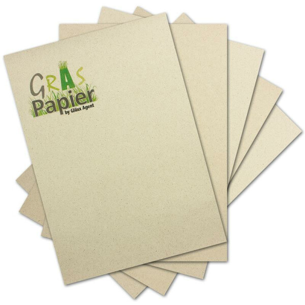 150x ÖKO Briefpapier aus Graspapier DIN A4 -  Recycling Papier 160 g/m² - Umwelt Bastelpapier für Einladungen oder Menükarte - Glüxx Agent