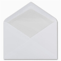 50 DIN C6 Brief-Umschläge mit Seidenfutter - Farbe: Weiß - 11,4 x 16,2 cm - 90 g/m² mit Nassklebung Brief-Hüllen ohne Fenster für Einladungen von Ihrem Glüxx-Agent