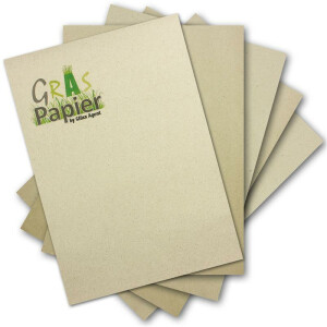 50x ÖKO Briefpapier aus Graspapier DIN A4 -  Recycling Papier 100 g/m² - Umwelt Bastelpapier für Einladungen oder Menükarte - Glüxx Agent