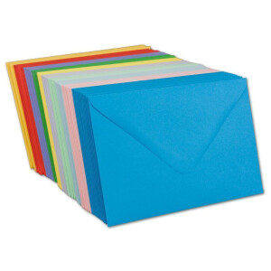 150 DIN C6 Briefumschläge UmschlagPakete Farbenmix 11,4 x 16,2 cm - 100 g/m² Nassklebung spitze Klappe - aus der Serie Colours-4-you - Glüxx-Agent