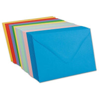 150 DIN C6 Briefumschläge UmschlagPakete Farbenmix 11,4 x 16,2 cm - 100 g/m² Nassklebung spitze Klappe - aus der Serie Colours-4-you - Glüxx-Agent