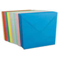 100 Quadratisch Briefumschläge UmschlagPakete Farbenmix 15,5 x 15,5 cm - 100 g/m² Nassklebung spitze Klappe - Serie Colours-4-you - Glüxx-Agent