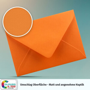 25 Briefumschläge DIN C6 Orange - 11,4 x 16,2 cm - Kuverts mit 80 g/m² Nassklebung spitze Klappe - Umschläge ohne Fenster - Colours-4-you